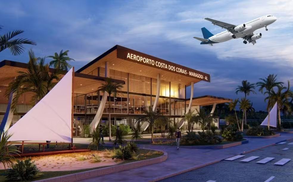 Deve ser concluída em 2026 a obra do aeroporto de Maragogi, no Litoral Norte de Alagoas — Foto: Governo de Alagoas