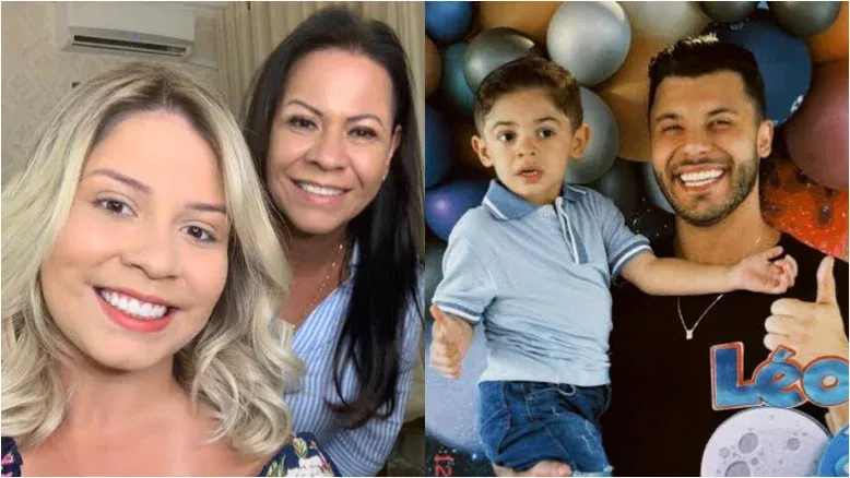 Marilia Mendoça e dona Ruth / Murilo Huff com o filho, Léo.  Foto: Reprodução/Instagram.