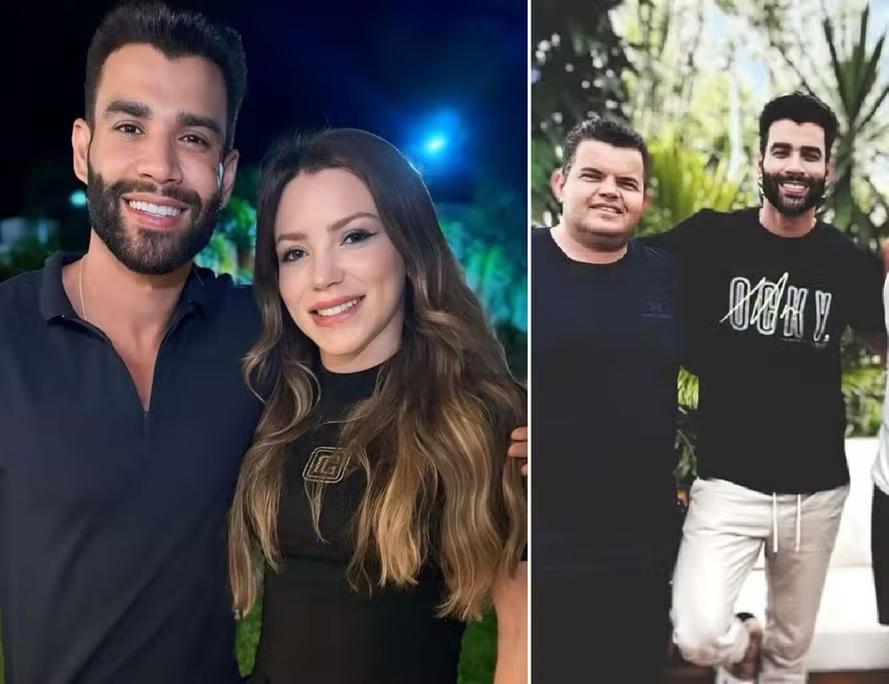 Gusttavo Lima com Aislla Rocha e com o marido dela, André Neto: deletadas — Foto: rep/ instagram