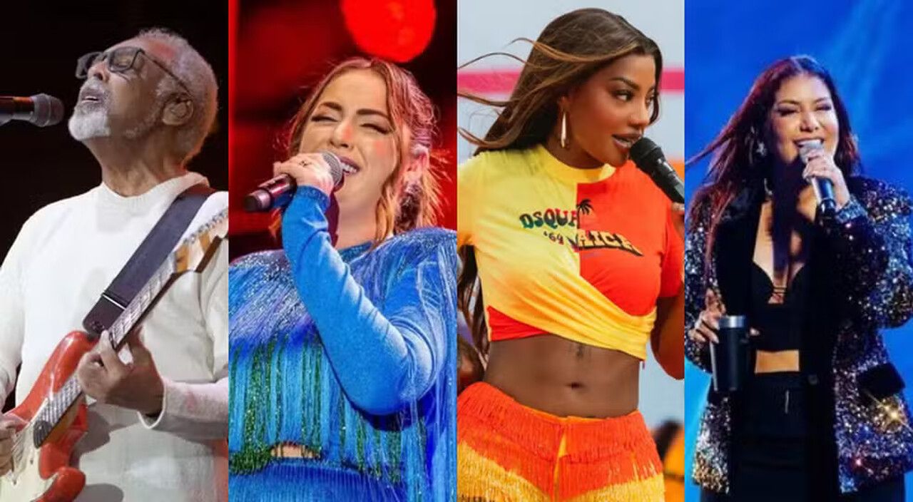 Gilberto Gil, Raphaela Santos, Ludmilla e Priscila Senna estão entre os artistas que vão se apresentar no carnaval do Recife — Foto: Reprodução/WhatsApp