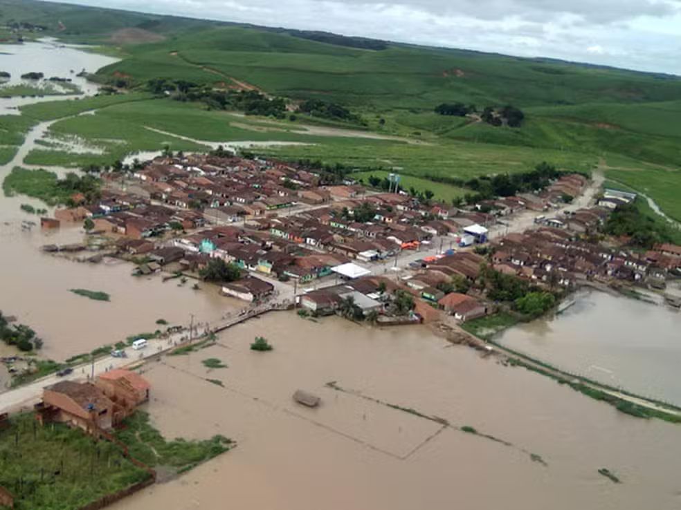Cidade de São Luiz do Quitunde é uma das que mais sofre com a elevação dos rios — Foto: Gilson Limeira Romeiro/ Defesa Civil Alagoas