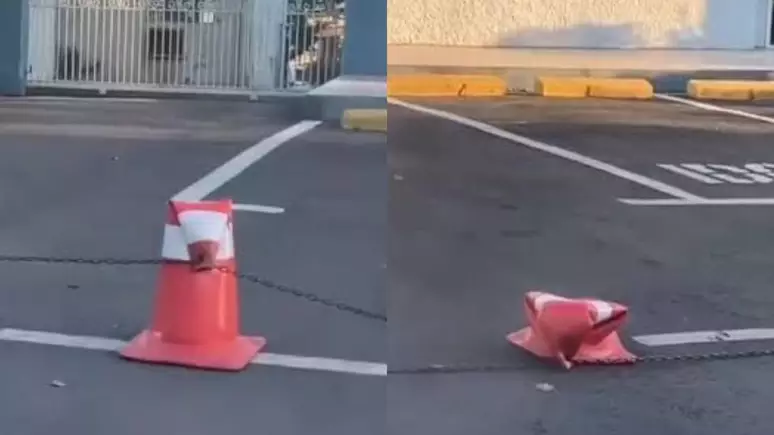 Cones derretem em cidade do Rio Grande do Sul. Foto: Reprodução/Redes sociais