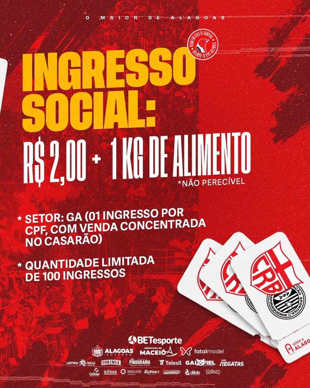 CRB divulga ingresso social para a finalíssima do Alagoano — Foto: Divulgação/CRB